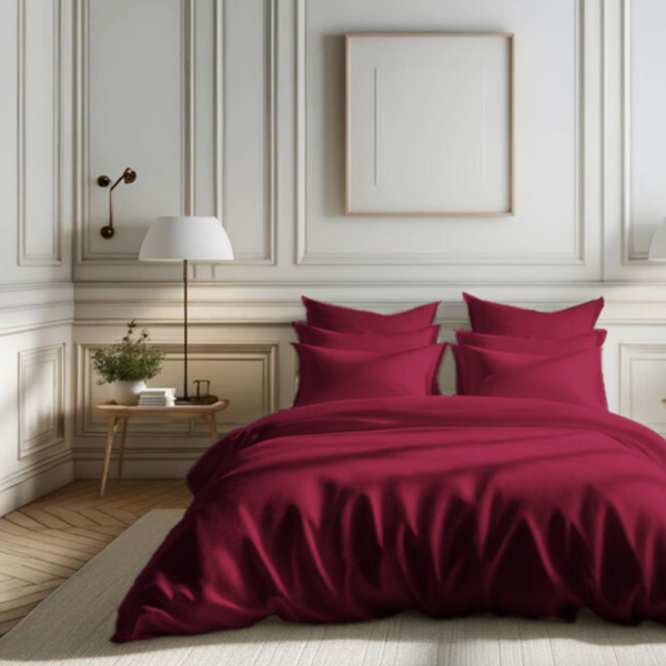 Housse De Couette Percale Coton Tertio® - Bordeaux - Rouge Vin-image