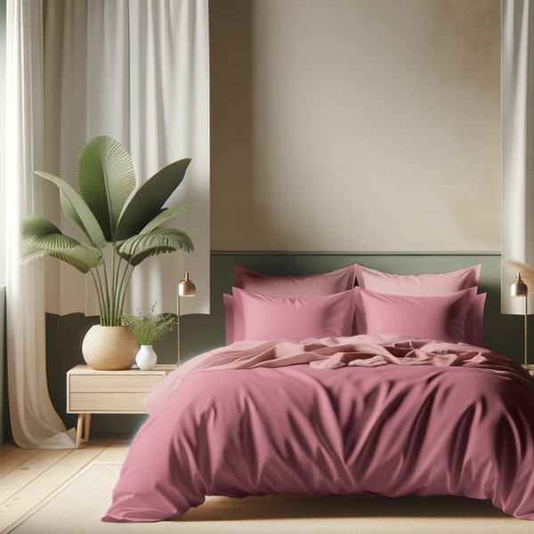 Housse De Couette Coton Tertio® - Vieux Rose / Rose Blush-image