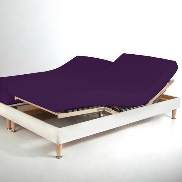 Drap-Housse Sommier Articulé Coton Tertio® - Violet-image