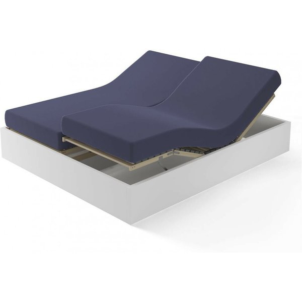 Drap-Housse Uni SpéCial Sommier ArticuléS Satin De Coton Tertio® - Bleu - Indigo-image