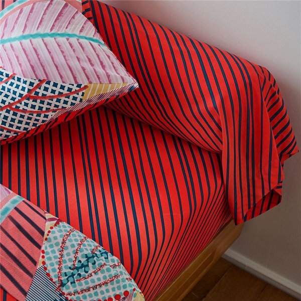 Drap Plat Polycoton Multicolore Motif Feuilles Graphique - Soft Pop-image