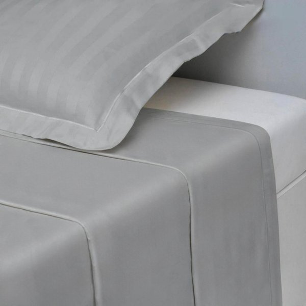 Drap Plat Uni Satin De Coton Tertio® - Gris - Perle-image