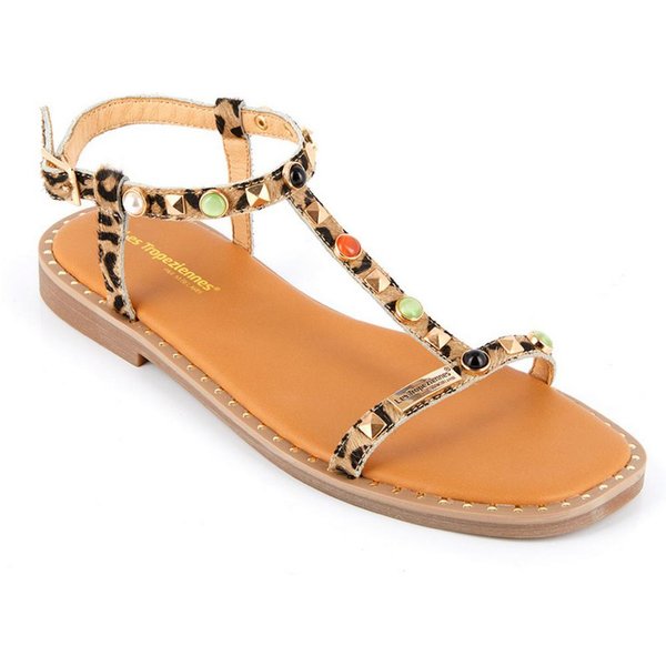 Sandale Enfant Clelia Leopard - Les TropéZiennes Marron En Cuir-image