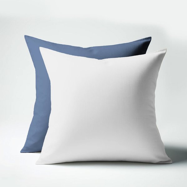 Taie D'oreiller Coton Tertio® - Blanc/Bleu Indigo-image