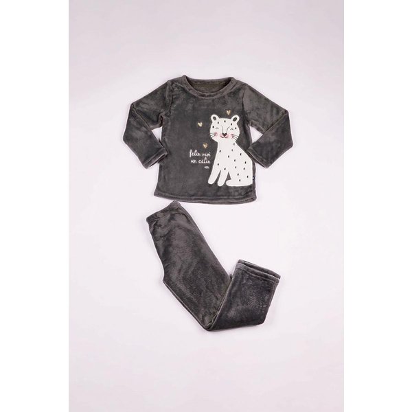 Pyjama Long Fille - Gris Imprimé - FéLin Moi Un CâLin Un-image