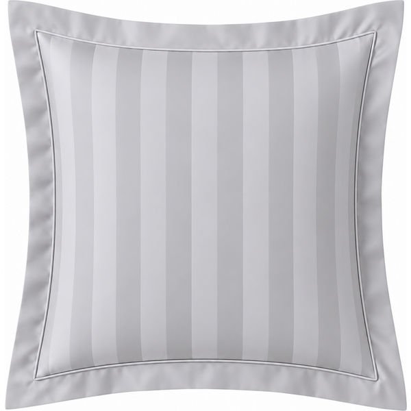 Taie D'oreiller Ou De Traversin Satin De Coton 2 Faces Uni / Rayé Tertio® - Gris - Perle-image