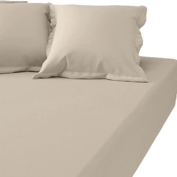 Drap Housse Grand Bonnet Percale De Coton Tertio® - Beige - Ficelle-image