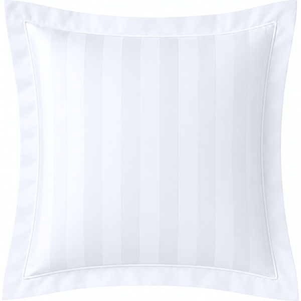 Taie D'oreiller Ou De Traversin Satin De Coton 2 Faces Uni / Rayé Tertio® - Blanc-image