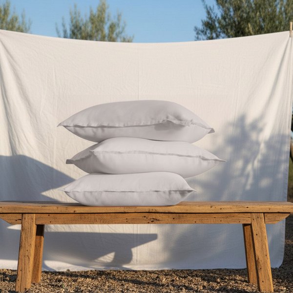 Taie D'oreiller Ou Taie De Traversin Luxe Percale De Coton Bio - Beige - Avoine-image