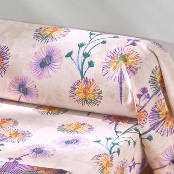Taie De Traversin Coton Beige Rosé Motif Floral Multicolore - Collection Imaginaire-image