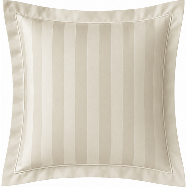 Taie D'oreiller Ou De Traversin Satin De Coton 2 Faces Uni / Rayé Tertio® - Beige - Ecru-image