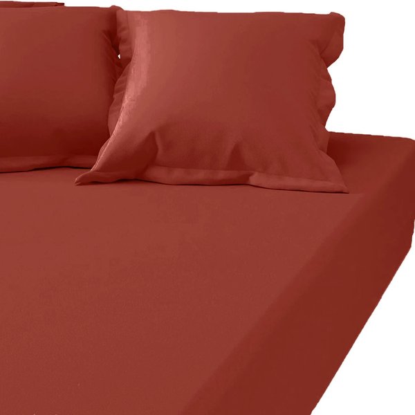 Drap-Housse Grand Bonnet Xl Polycoton Tertio® - Terracotta-image