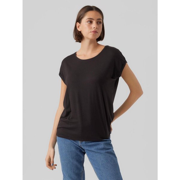 T-Shirt Regular Fit Col Rond Manches Courtes Longueur Regular Noir En Coton Alia-image