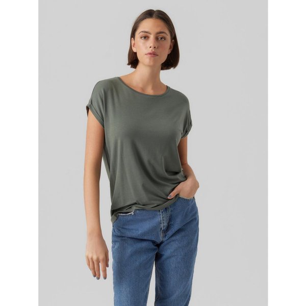 T-Shirt Regular Fit Col Rond Manches Courtes Longueur Regular Vert En Coton Fern-image
