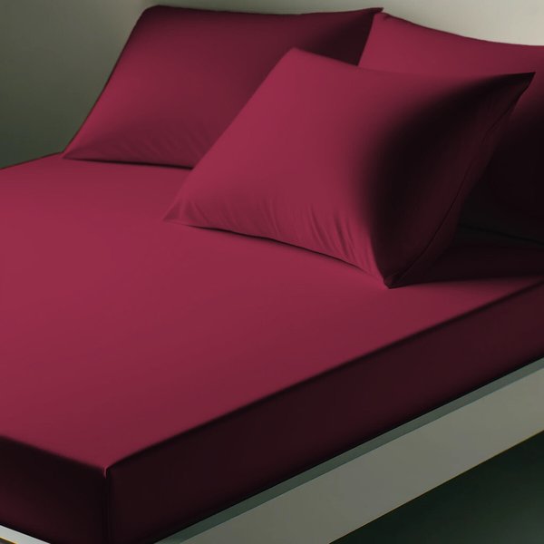Drap-Housse Percale De Coton Tertio® - Bordeaux - Rouge Vin-image