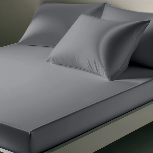 Drap-Housse Satin De Coton Uni Tertio® - Gris - Perle-image