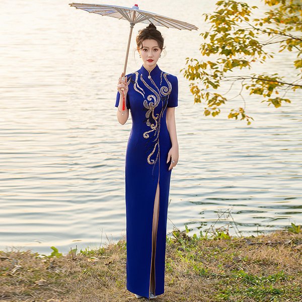 Oriental Qipao Cheongsam Chinese Dress -FVE7CPMZM