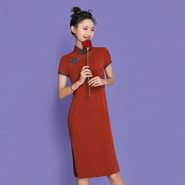 Oriental Qipao Cheongsam Chinese Dress -WH73TKQYY