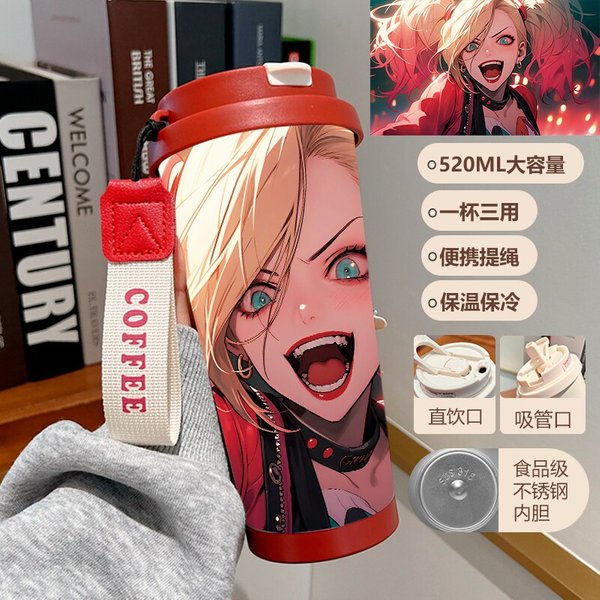 Joker Print Insulated Travel Mug 3C - Red Lid 520ml