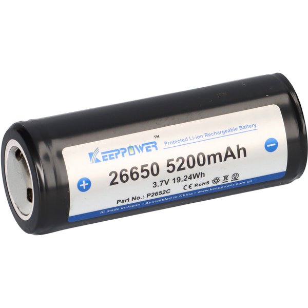Keeppower 26650 Li-Ion Akku 3,7V 5200Mah (GeschüTzt) - 10A-image