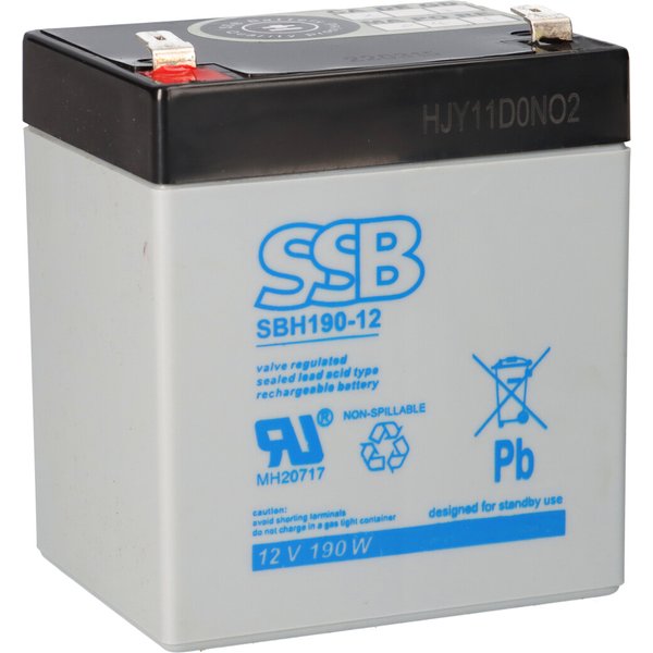 Ssb Blei Akku Sbh 190-12 Agm Batterie 6,3Mm Faston - 12V 5,1Ah 190W-image