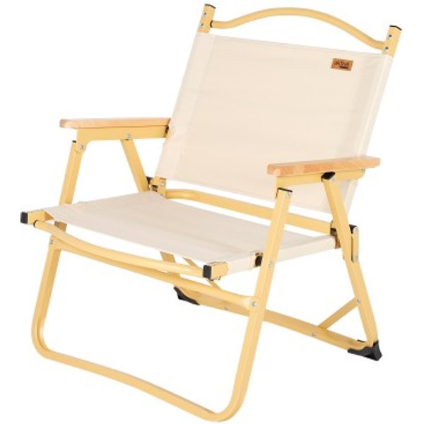 Silla plegable baja glamping crema aluminio con bolsillo