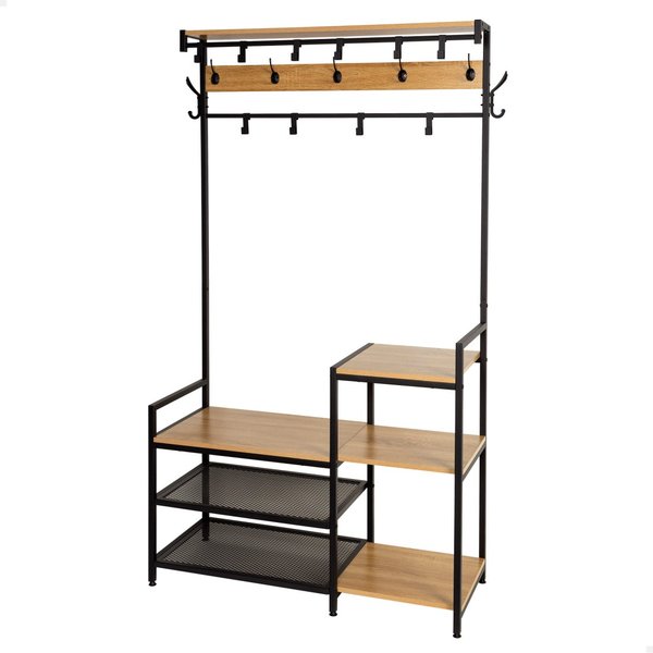 Max home perchero zapatero entrada madera y acero 4 estantes 102x40x180 cm