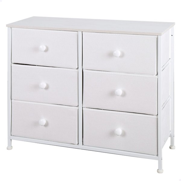 Max home cómoda blanca 6 cajones de tela 80x30x62 cm