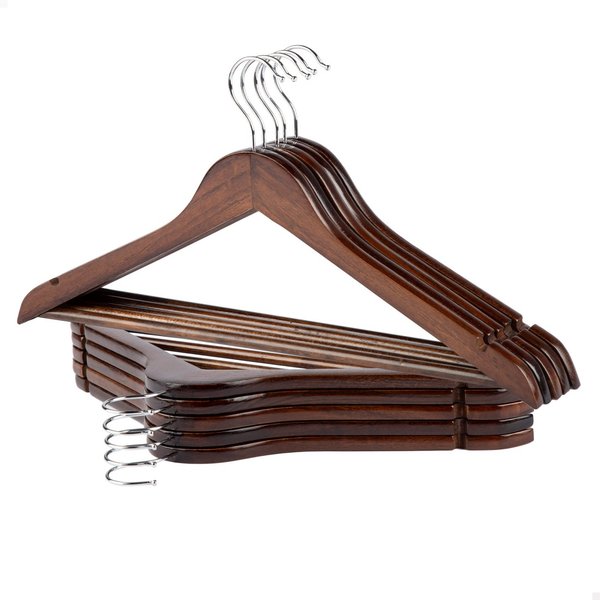 Max home pack 10 perchas de madera color marrón
