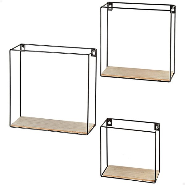 Max home set 3 estanterías pared madera cuadradas de varias medidas