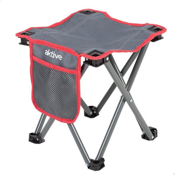 Taburete plegable para camping de acero resistente al peso con bolsillo