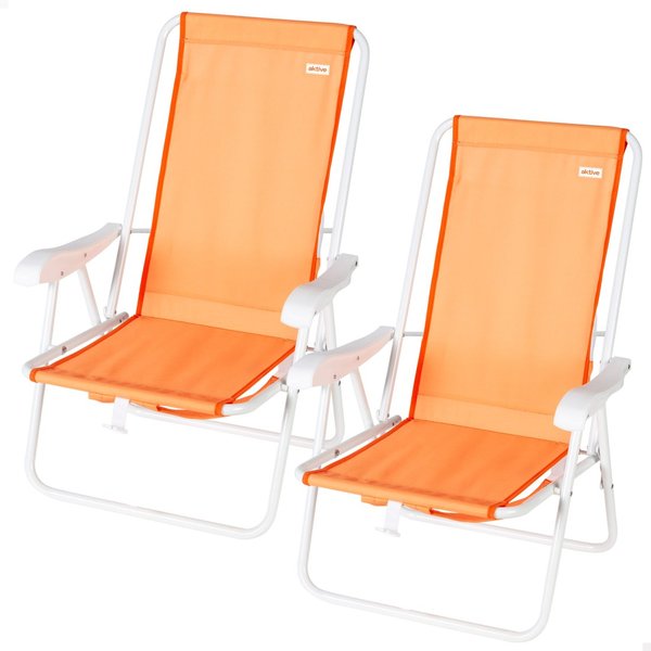 Pack 2 sillas playa medio fijas 44x40x81 cm naranja
