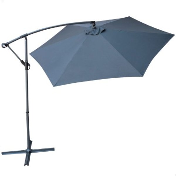 Parasol excéntrico banana ø300 cm gris mástil acero