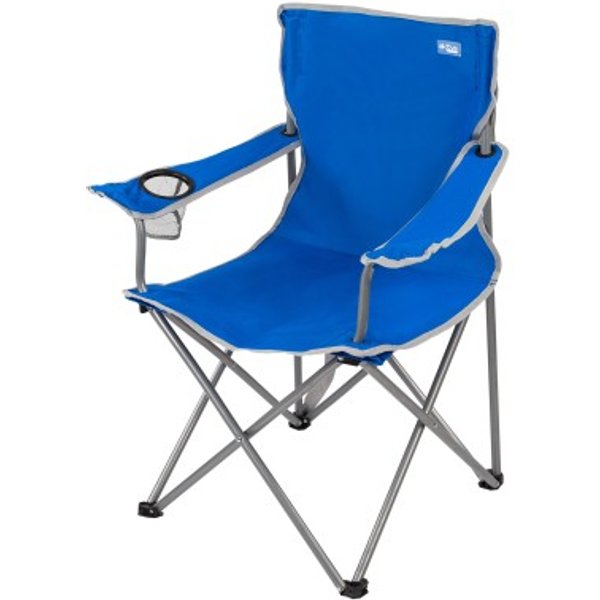 Silla plegable camping con posavasos azul