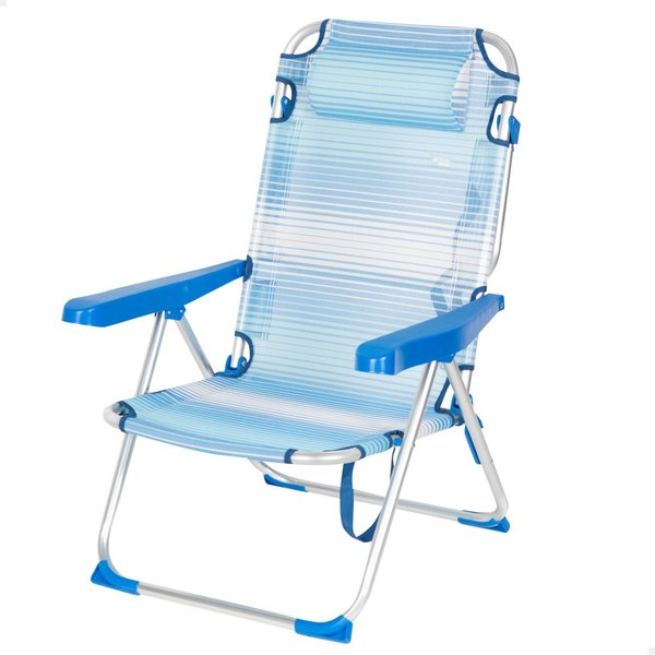 Silla playa multiposición 48x60x90 cm rayas azul