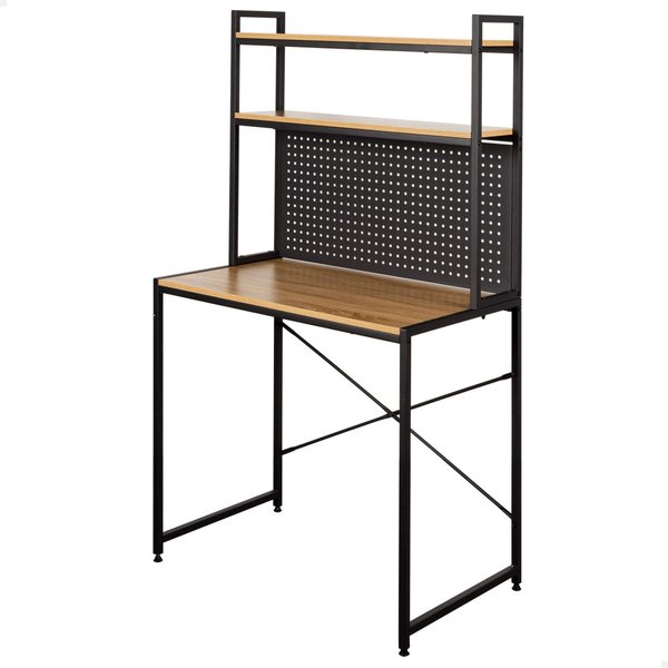 Max home escritorio con estantería y tablero perforado madera y acero 85x50x148 cm