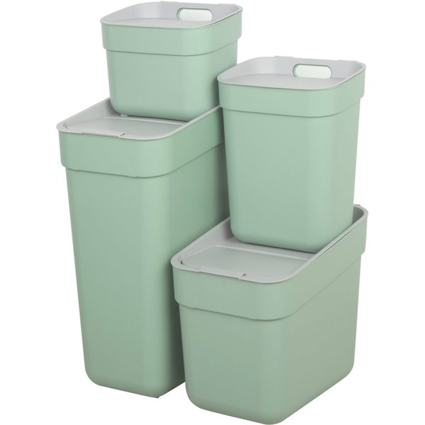 Curver pack 4 cubos de reciclaje ready to collect (30l + 20l + 10l + 5l) verde