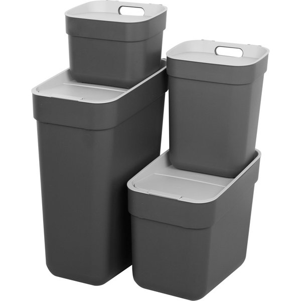 Curver pack 4 cubos de reciclaje ready to collect (30l + 20l + 10l + 5l) gris