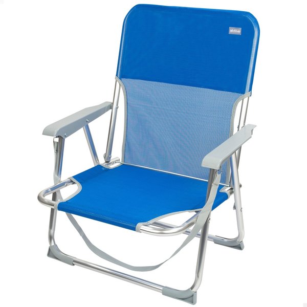 Silla playa baja fija 45x40x70 cm azul