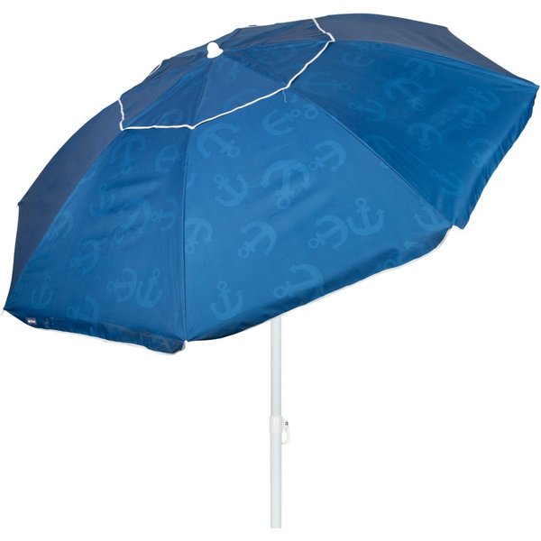 Sombrilla playa antiviento 8 varillas 220 cm azul con anclas