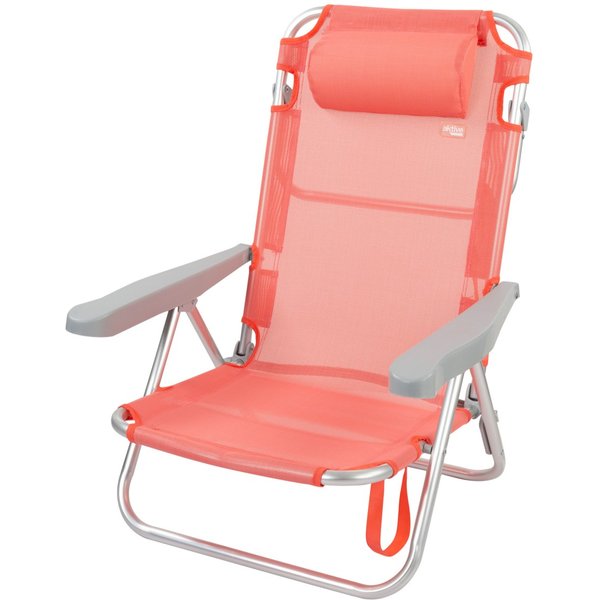 Silla playa baja multiposición 48x45x85 cm coral