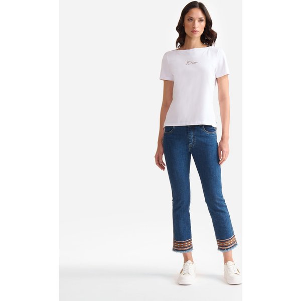 T-Shirt In Jersey Di Cotone Stretch Con Spalline Geo Classic Bianca-image