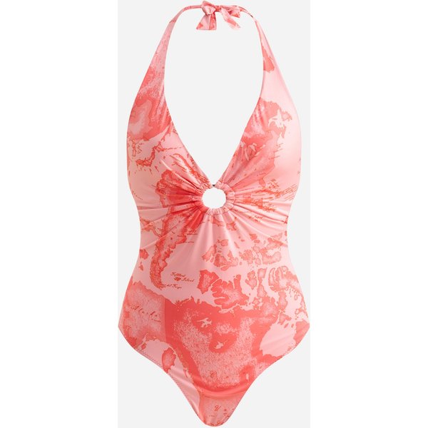 Geo Color Costume Intero Con Doppio Anello Rosso Corallo-image