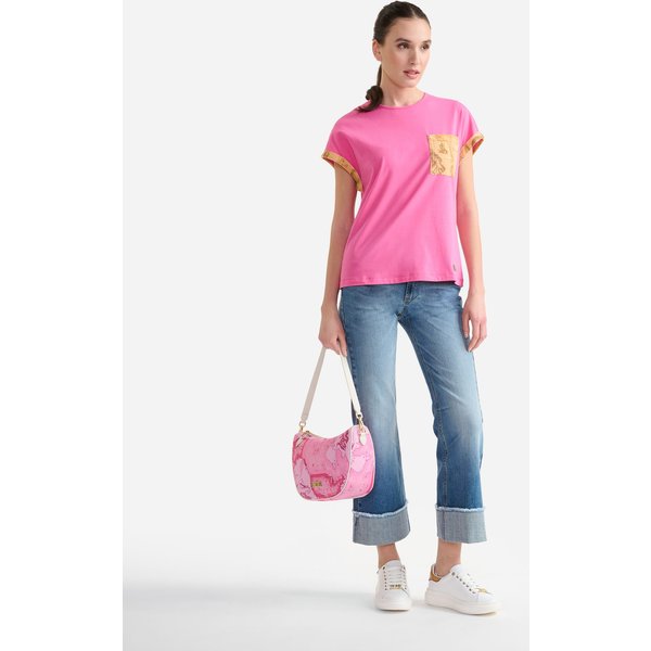 T-Shirt In Jersey Di Cotone Stretch Con Taschino Geo Classic Rosa-image