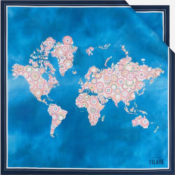 Foulard In Seta Geo Dots Art 70X70 Blu Jeans-image