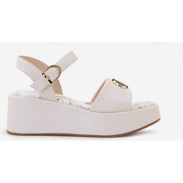 Sandali Zeppa In Eco Nappa Con Logo 1C Beige-image