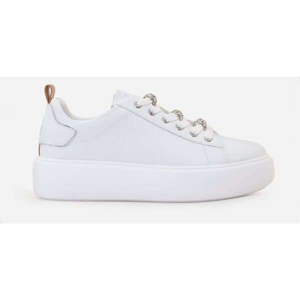Sneaker In Eco Nappa Liscia Con Passalacci Strass Bianche-image