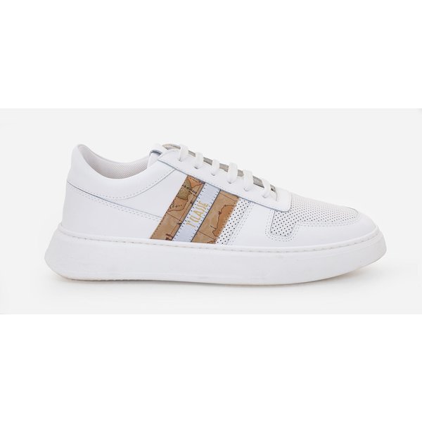 Sneaker In Pelle Liscia Con Bande Geo Classic Bianche-image