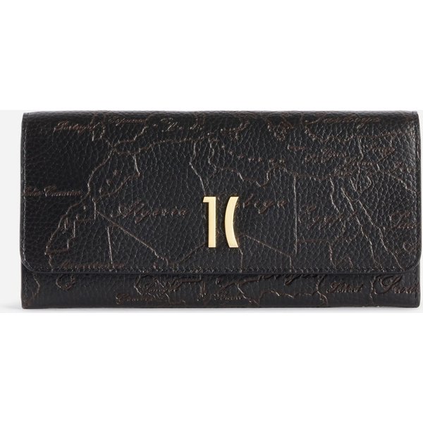 Antique Geo Leather Portafoglio Con Patta Nero-image