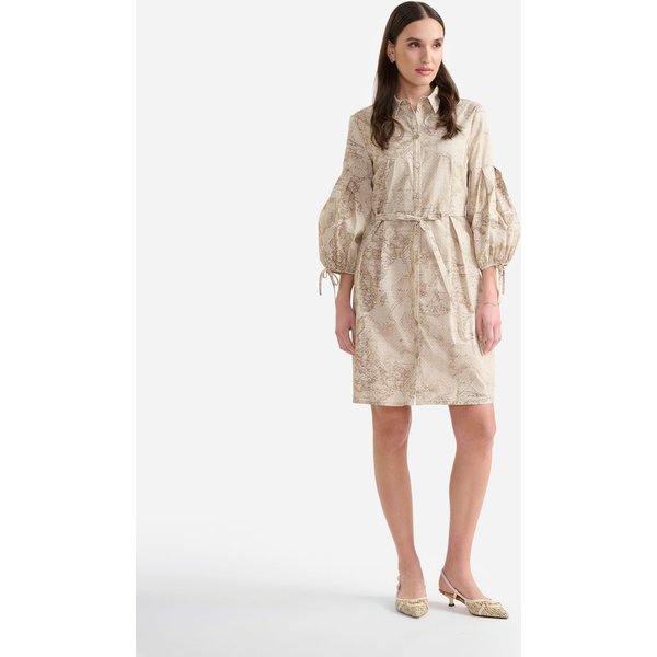 Chemisier In Popeline Di Cotone Stretch Geo Lino Beige-image